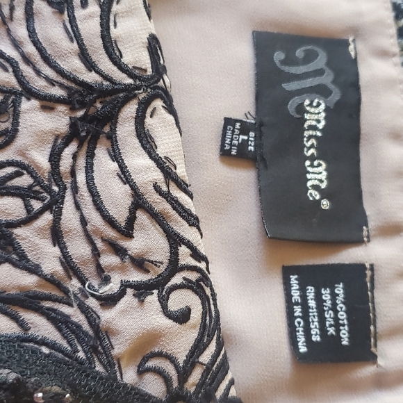 Miss Me Sequined Lace Peplum Silk Blend Sz. L Baby Doll Tank Blouse Camisole Top - Picture 7 of 11